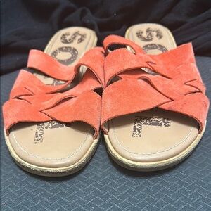 Sorel Orange Sandals with Cross-Strap Design and Soft Material